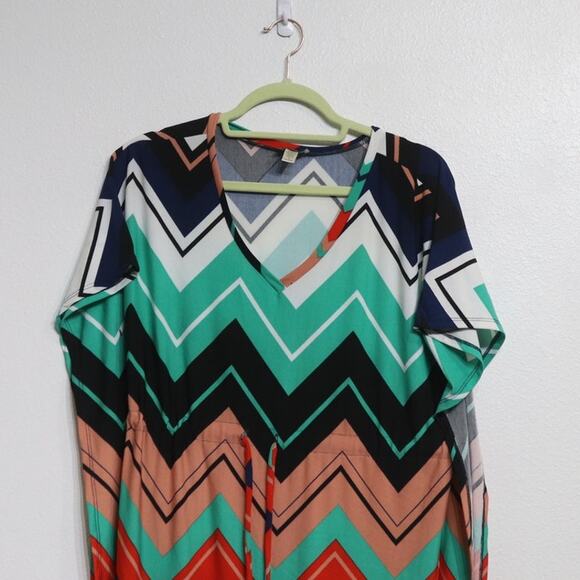 Haani Chevron Midi Dress Sz S - Picture 2 of 8